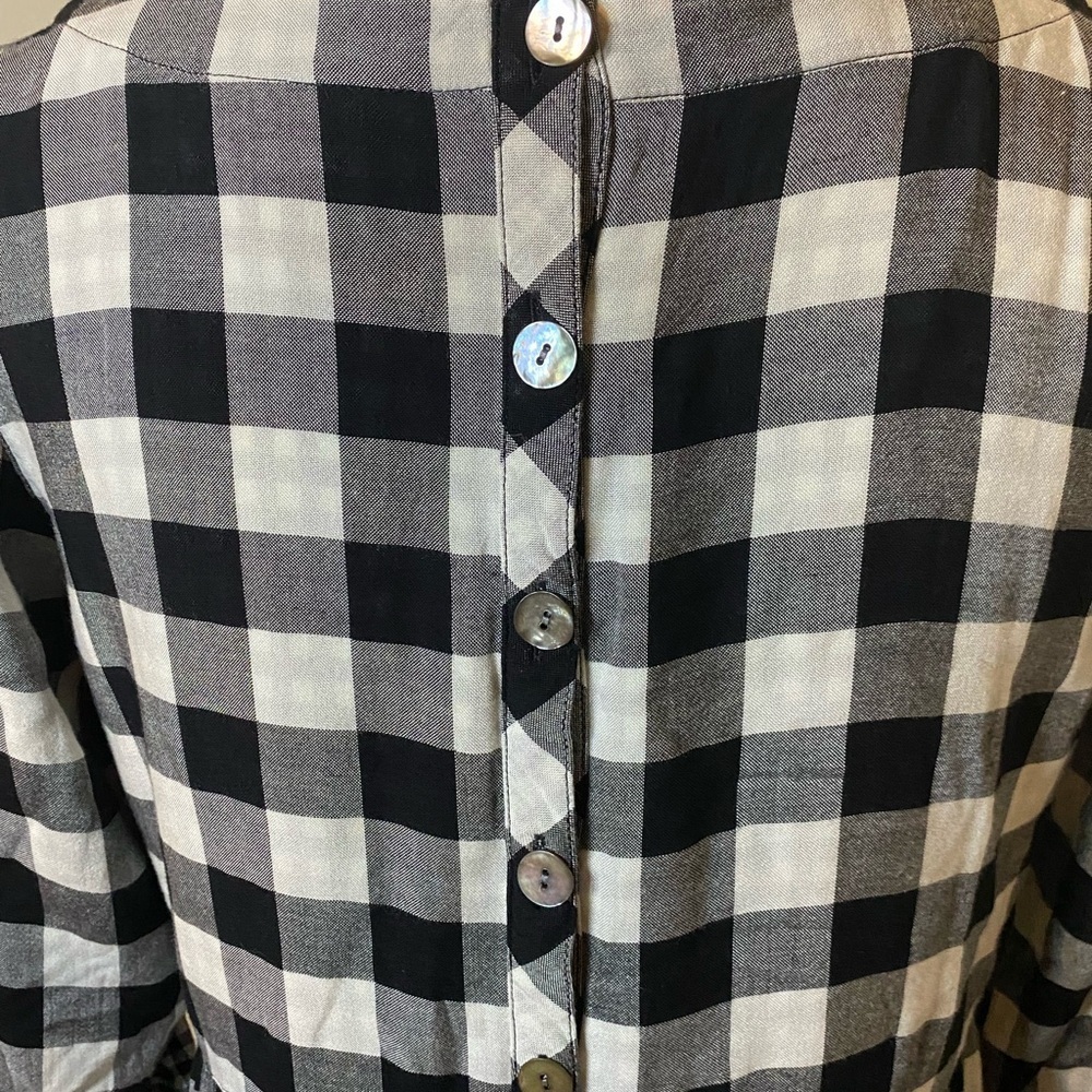 J.Jill Black White Gingham Empire Waist Country Chic Button Back Dress | Small - Picture 6 of 7